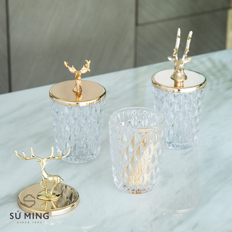 Hũ, lọ thủy tinh lưu trữ tăm, kẹo trang trí bàn uống nước sang trọng, giao hàng nhanh
