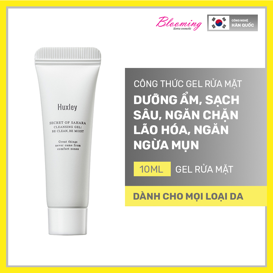 Gel rửa mặt dịu nhẹ dành cho da nhạy cảm Huxley Cleansing Gel; Be Clean Be Moist 10ml - Travel size