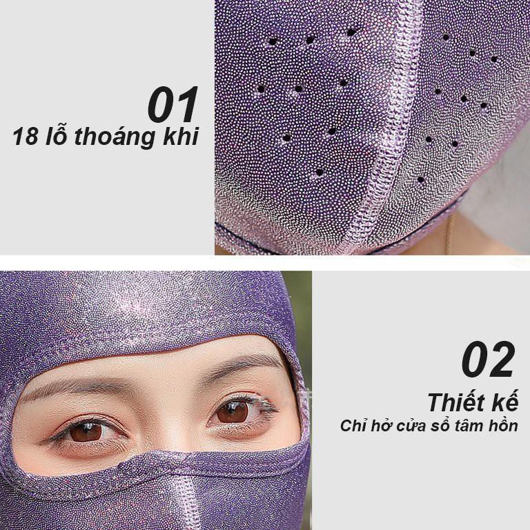 Khẩu trang ninja vải nỉ 2 lớp phủ nhũ chống nắng chống mưa gió che kín tai cổ trán nam nữ chạy xe