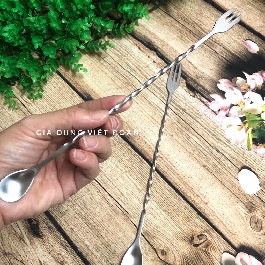 Muỗng thìa khuấy BARPOONS 2 đầu INOX. Dụng cụ pha chế BARTENDER COCkTAIL cà phê, quán nước nhà hàng bar. Size 26, 32cm