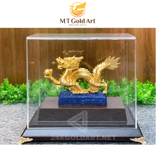 Tượng Rồng phong thủy vờn ngọc dát vàng (19x27x34cm) MT Gold Art- Hàng chính hãng, trang trí nhà cửa, phòng làm việc, quà tặng sếp, đối tác, khách hàng, tân gia, khai trương 