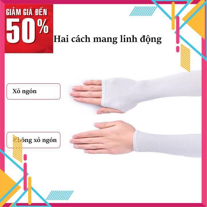 Găng tay chống nắng let's slim bao ống dài tay xỏ ngón đi phượt thể thao vải thun thời trang cho nam nữ