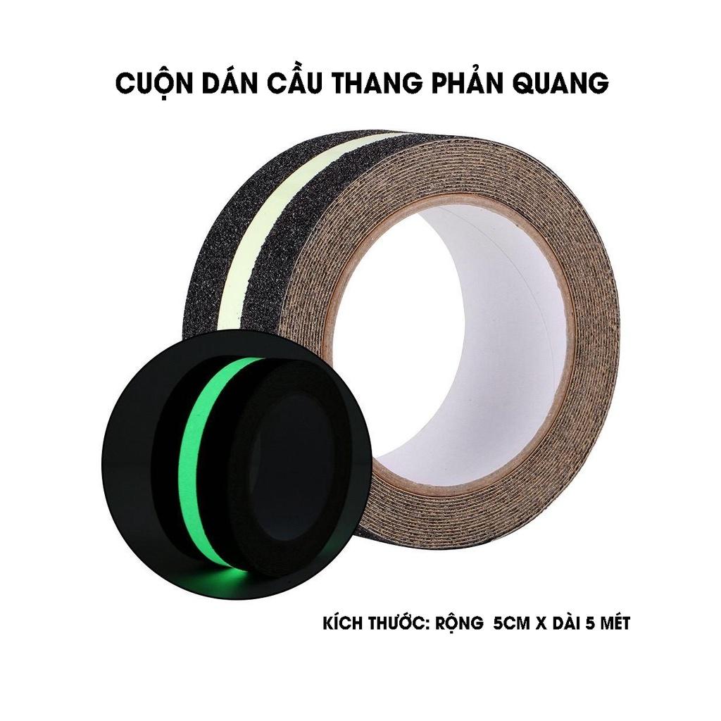 Băng dính nhám dạ quang chống trượt ngã - Băng keo dán cầu thang hống trơn trượt dán bậc cửa ra vào, bảo vệ gia đình