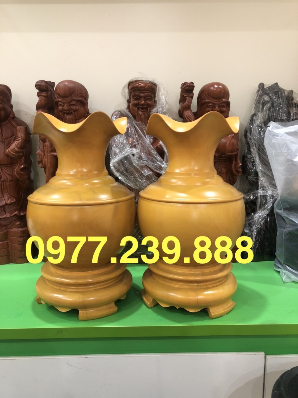 Bình hoa sen gỗ mít 1 bình cao 30cm
