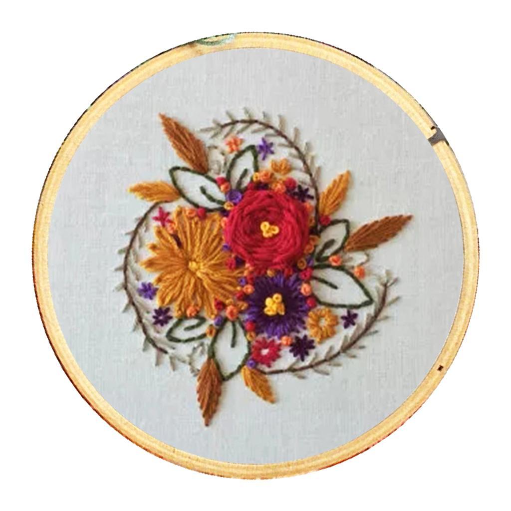 Embroidery Starter Kit Full Range of Stamped Cross Stitch Kits for Beginner with Embroidery Cloth Pattern, Embroidery Hoop, Color Threads, Tools Kit