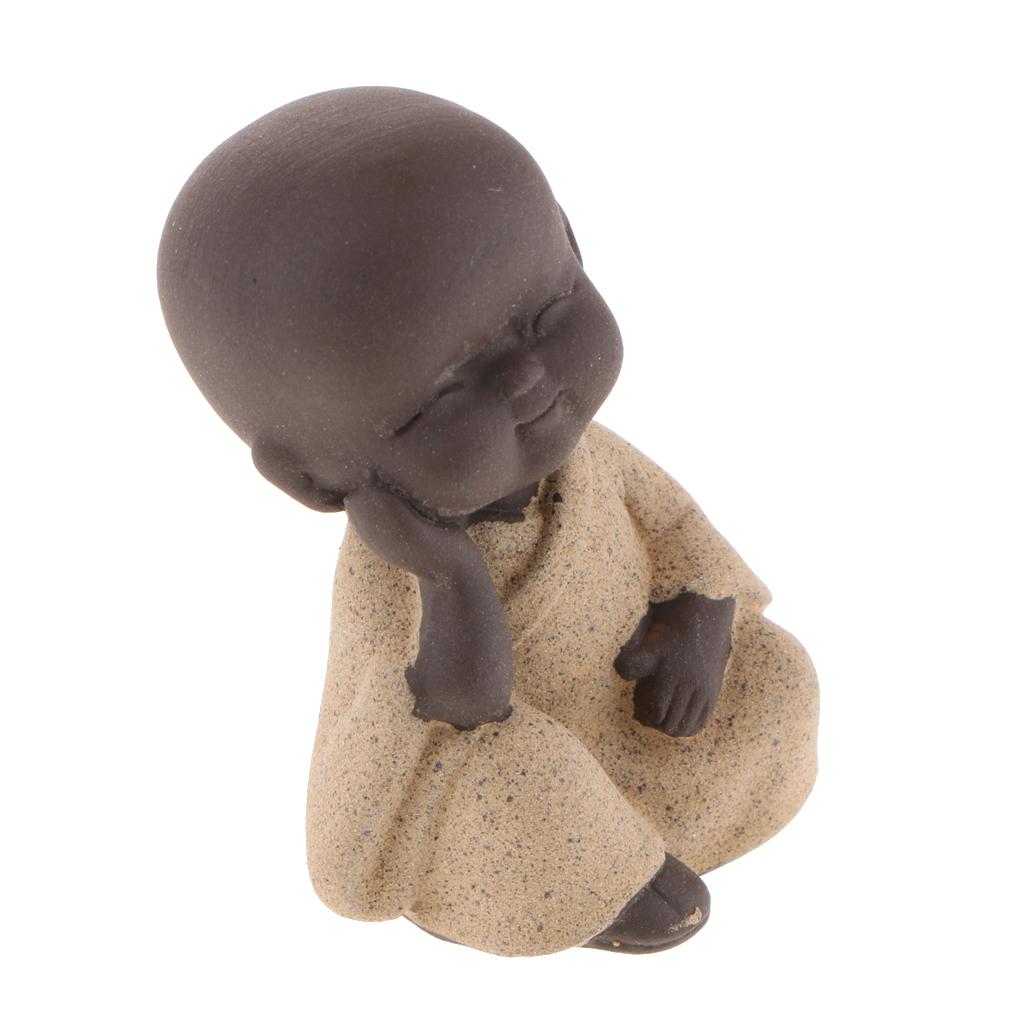 Ceramic Small Buddha Statue Small Monk Figurine Tea Pet Decorative Ornaments