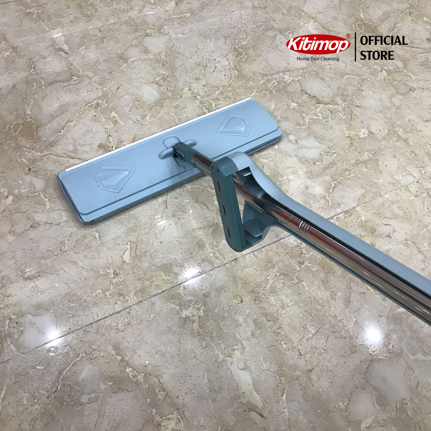 Chổi lau nhà tự vắt Kitimop-X hàng công ty cao cấp, cán inox  to chắc chắn, bàn lau xoay 360 độ lau nhanh và sạch, 3 miếng lau