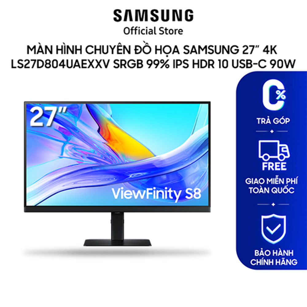 Màn hình chuyên đồ họa Samsung 27 inch LS27D804UAEXXV 4K sRGB 99% IPS HDR 10 Factory Calibration USB-C 90W - Hàng chính hãng