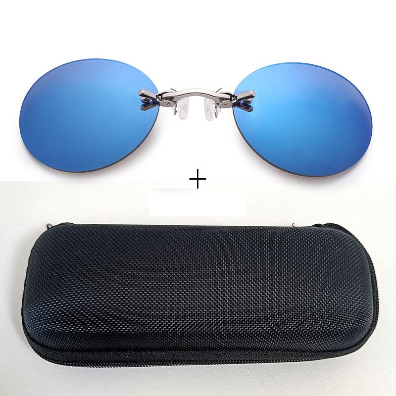 Kẹp Trên Mũi Kính Tròn Không Gọng Ma Trận Morpheus Kính Mát Mini Khung Vintage Nam Kính Mắt UV400 Có Hộp