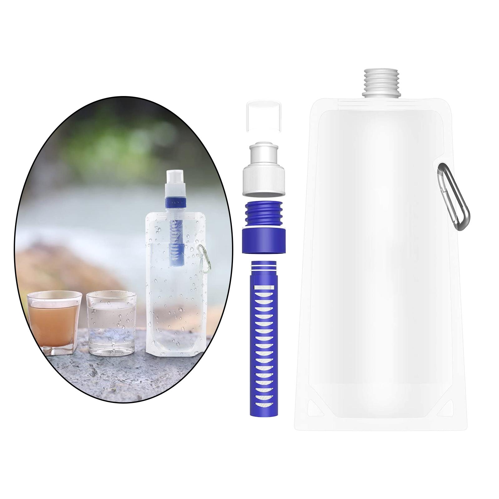 Collapsible Water Filter Canteens for Hiking, Water Bag/Bottle with Filter, Squeeze Water through a Filter, BPA Free Leakproof, Emergency Preparedness