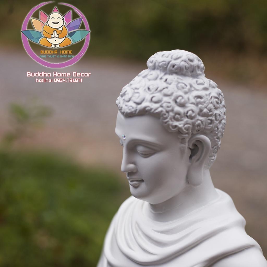Tôn Tượng Bổn Sư 46 cm màu trắng sứ phong thủy thờ cúng trang trí nhà cửa, bàn trà, hồ thủy sinh