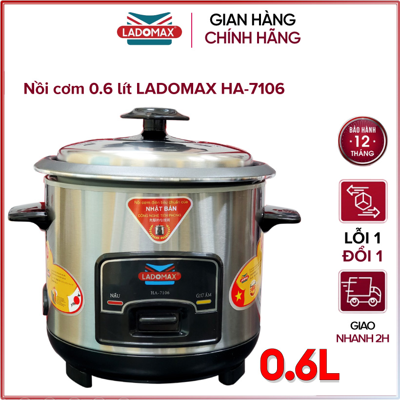 Nồi cơm điện nắp rời 0.6 lít Ladomax HA-7106 - Hàng chính hãng