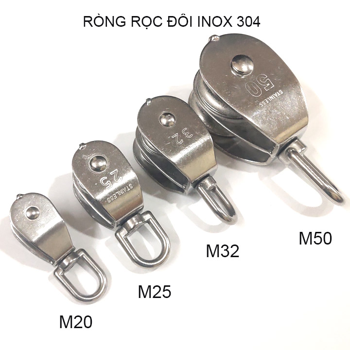 Ròng rọc đôi inox 304 không gỉ, kích thước M20-M25-M32-M50 tùy chọn