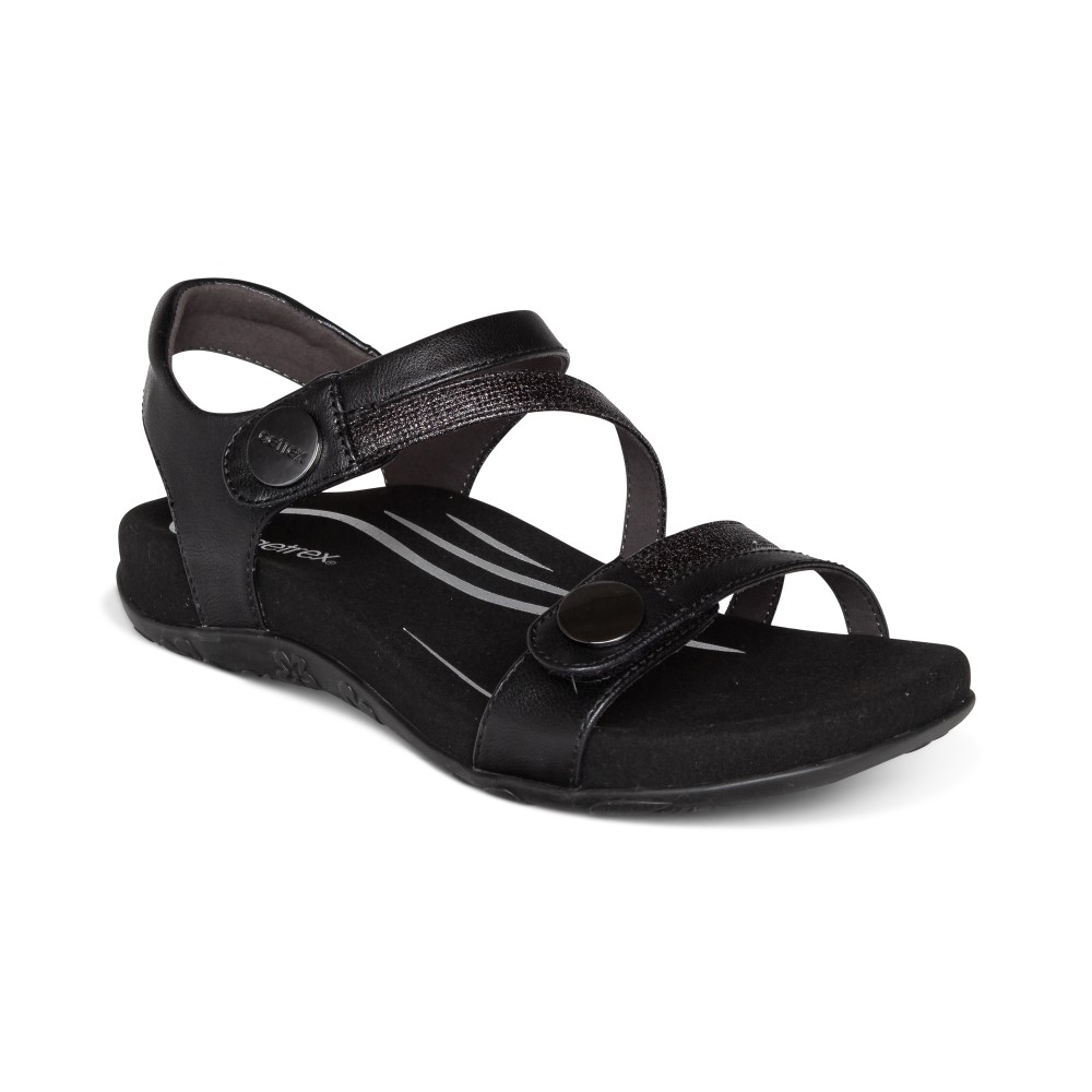 Hình ảnh Sandal sức khỏe nữ Aetrex Jess Black