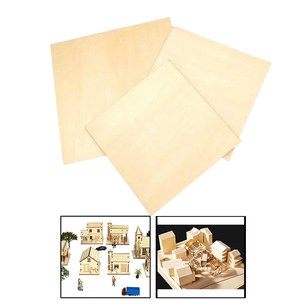 12Pcs/Set Wood Board Unfinished Panel Kit 3 Sizes Gallery Wood Veneer Sheets Art Boards Painting Board for Sand Table Model Painting Drawing