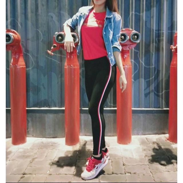 Quần Legging Sọc 3 Màu - 2 Túi Xéo