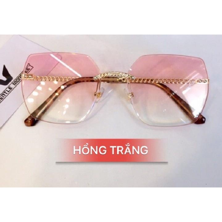 Kính mát nữ thời trang Hipster đa giác không khung dải màu Gradient - Kính râm 007