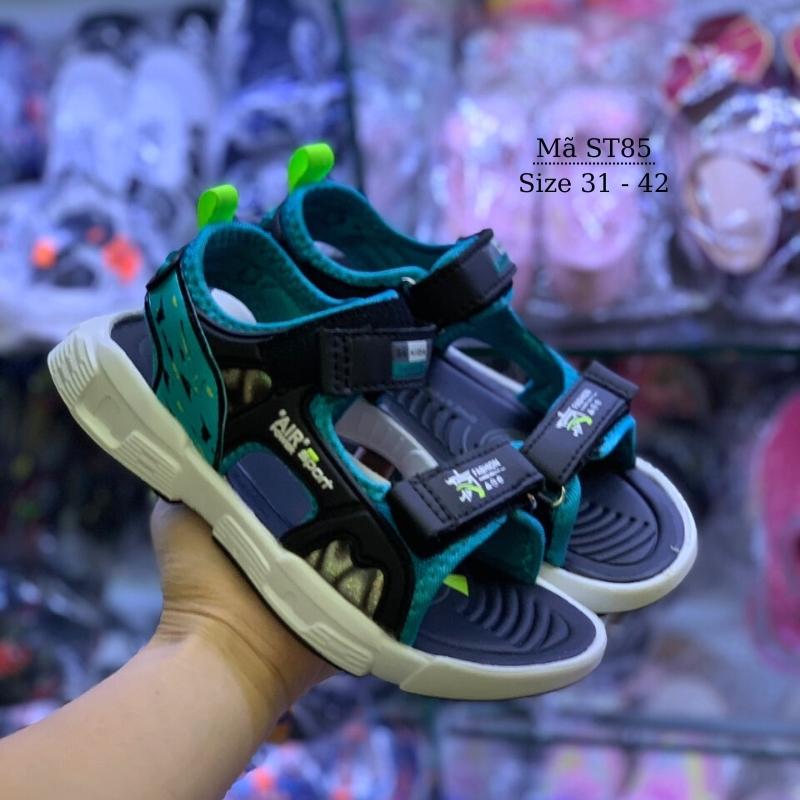 Sandal bé trai Nhím Shop xanh đen chất liệu dù cao cấp êm chân đế su nhẹ chống trơn trượt dép quai hậu dán 2 chiều cho trẻ em học sinh nam chân dày bụ thon dài 6 - 15 tuổi ST85