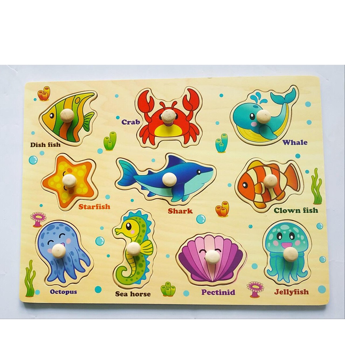 Set 5 bảng ghép hình có núm nhiều chủ đề MK01