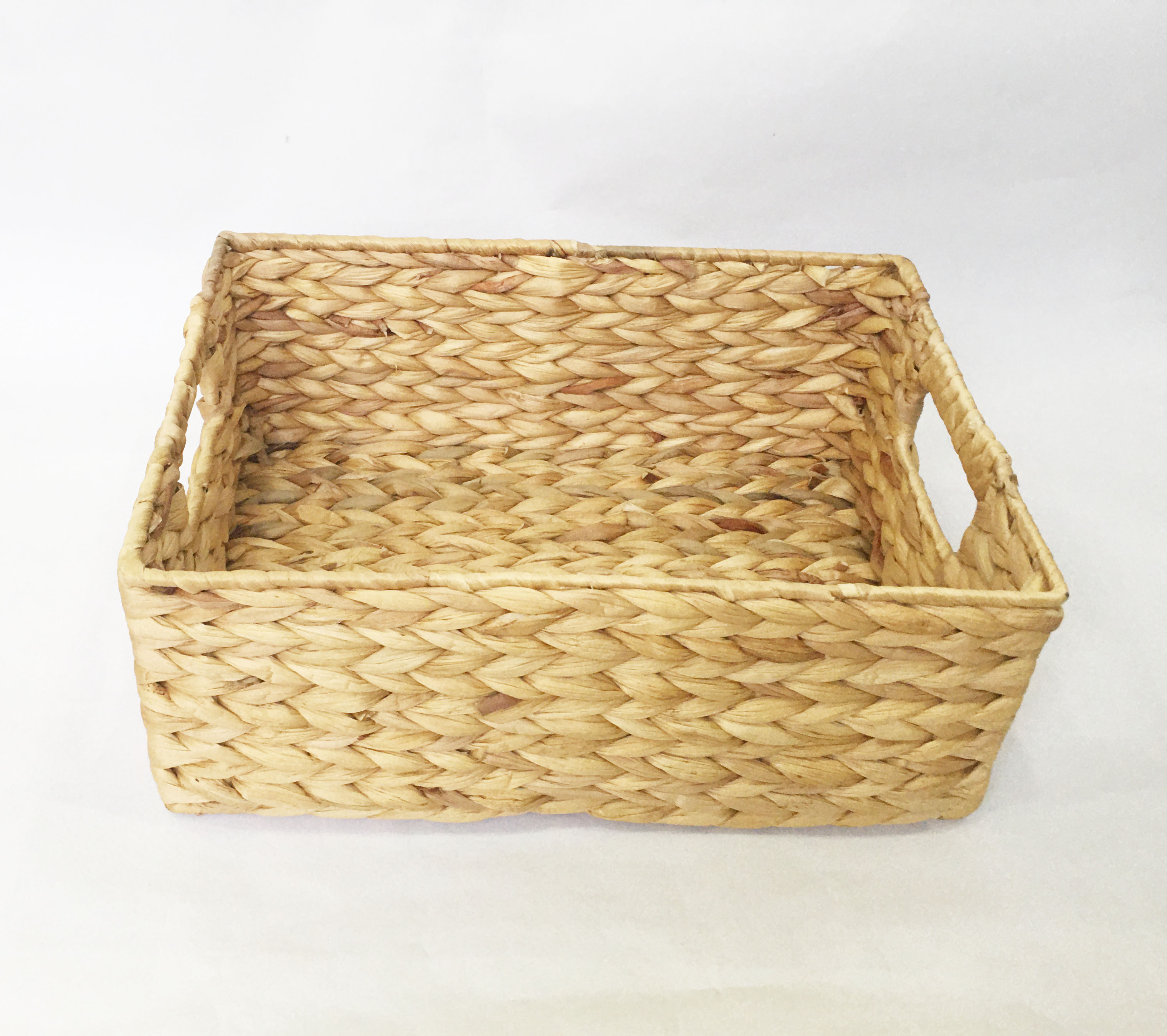 Sọt Giỏ Lục Bình chữ nhật đa năng - giỏ bèo tây khung sắt có tay cầm handmade vintage KT D36xR27xC14cm