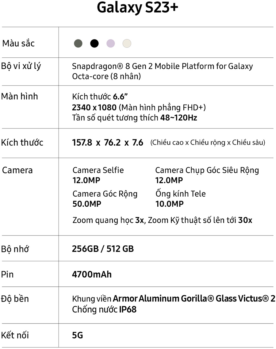 Điện thoại Samsung Galaxy S23 Plus 5G  - Hàng chính hãng