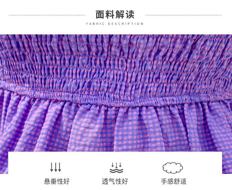 DIYIWEI Phụ nữ mùa hè 2023 Square Neck Pleated Bubble Sleeve Thu hẹp eo Khoai tây tím Vintage Pháp Orange Terrier Dress