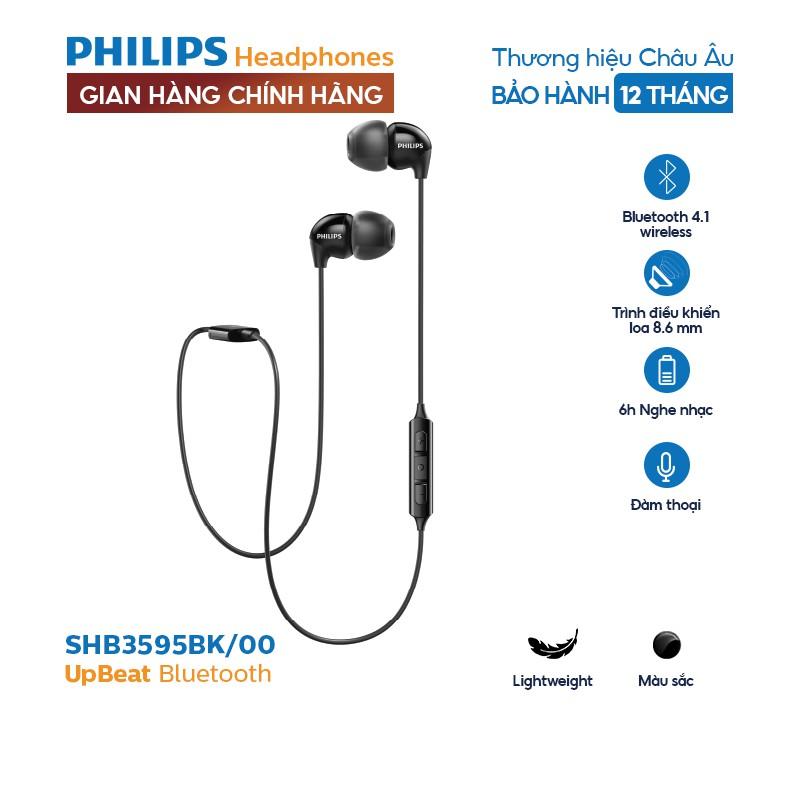 Tai nghe Philips SHB3595BK, Màu đen, Bluetooth - Hàng nhập khẩu