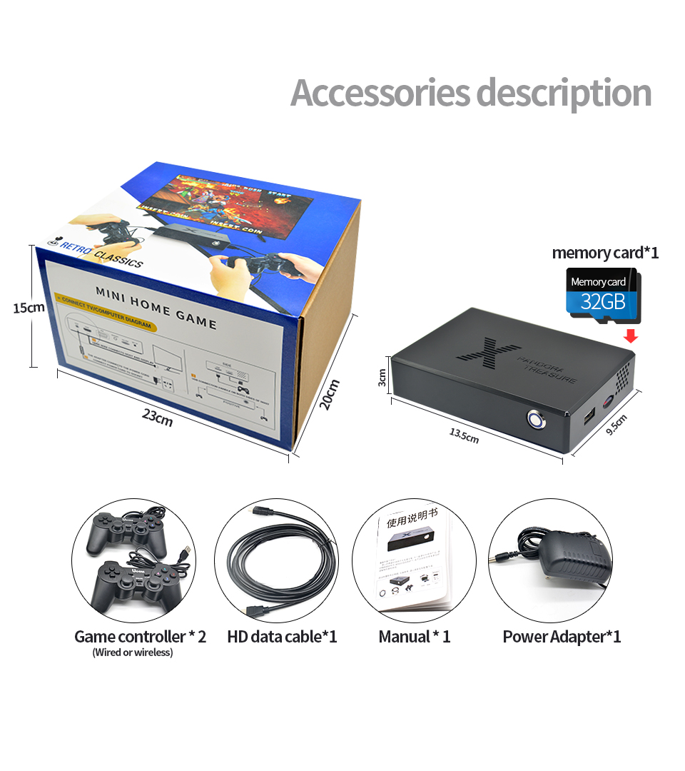 Máy chơi game điện tử 4 nút tay cầm không dây Hỗ trợ kết nối PC VGA Kết nối Tivi HDMI quạt tản nhiệt support - Tặng cáp VGA