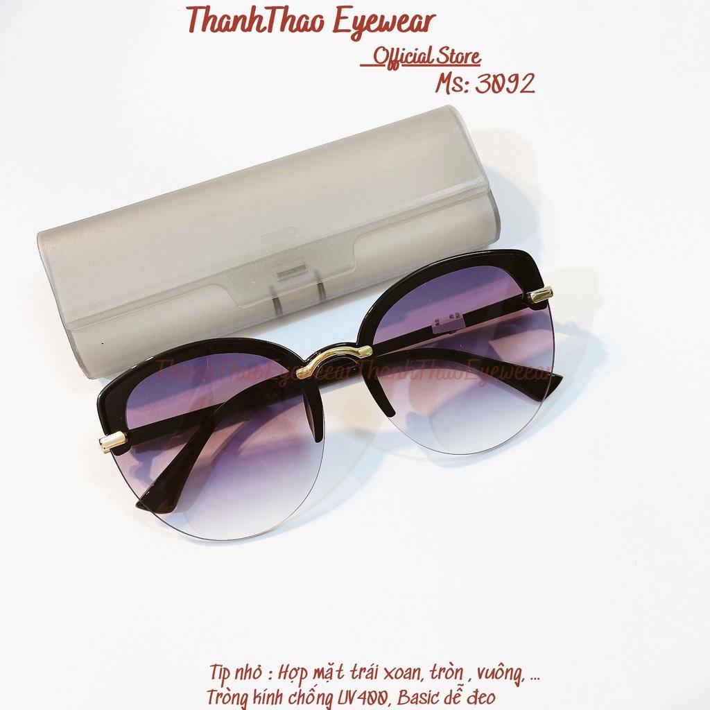 Kính Mát Tròn Nửa Viền Nữ Chống Tia UV Kính Râm 3092 Thời Trang Nhiều Màu Cao Cấp - ThanhThao Eyewear