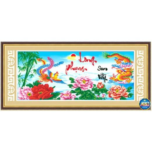 Tranh Đính Đá LONG PHỤNG SUM VẦY . Kích Thước: 1m33 x 60cm
