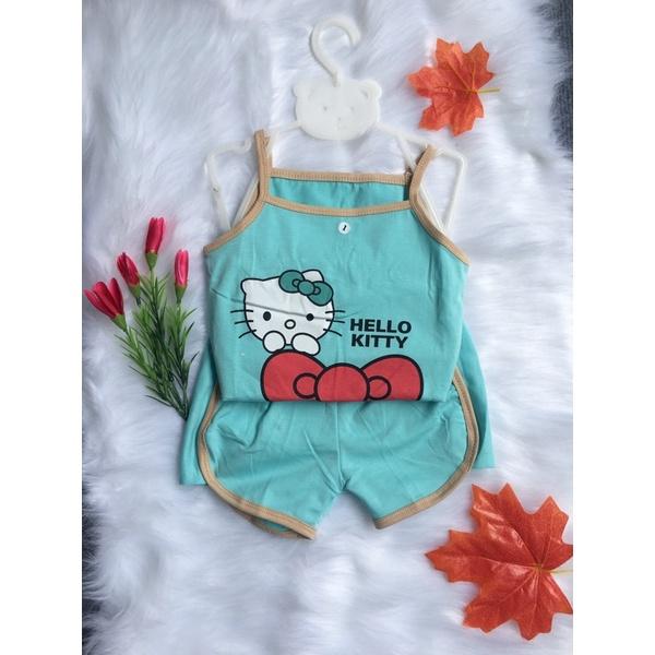 Đồ Bộ 2 Dây In Hình Mèo Hello Kitty Cho Bé Gái 6-19kg