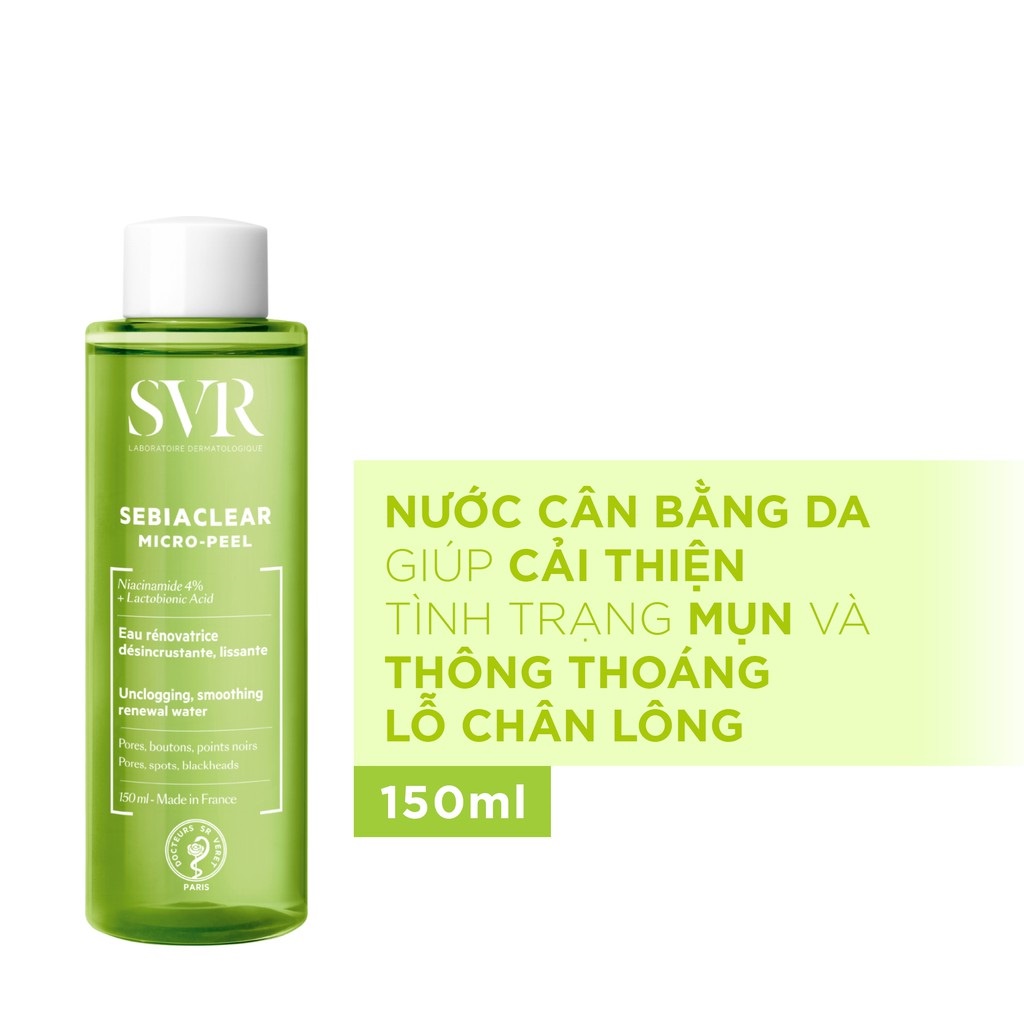 Nước Cân Bằng Giảm Mụn Và Thông Thoáng Lỗ Chân Lông SVR Sebiaclear Micro - Peel 150ml