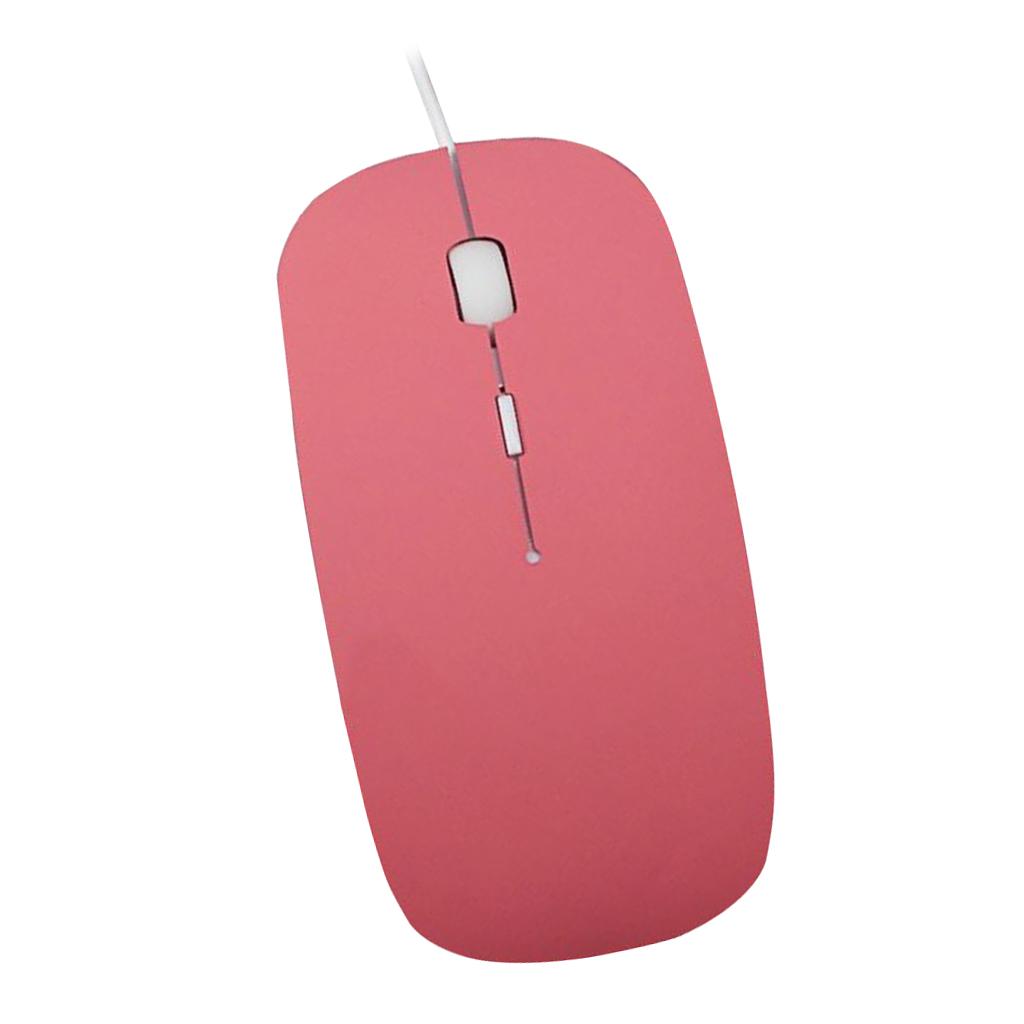 Ultra Thin Slim USB Optical Wired Mouse for PC Laptop Windows Macbook-Pink