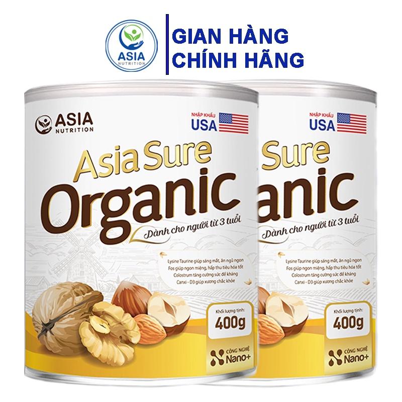 Combo 2 lon sữa hạt Asia Sure Organic 400g thương hiệu ASIA NUTRITION tác dụng phục hồi sức khỏe tăng sức đề kháng