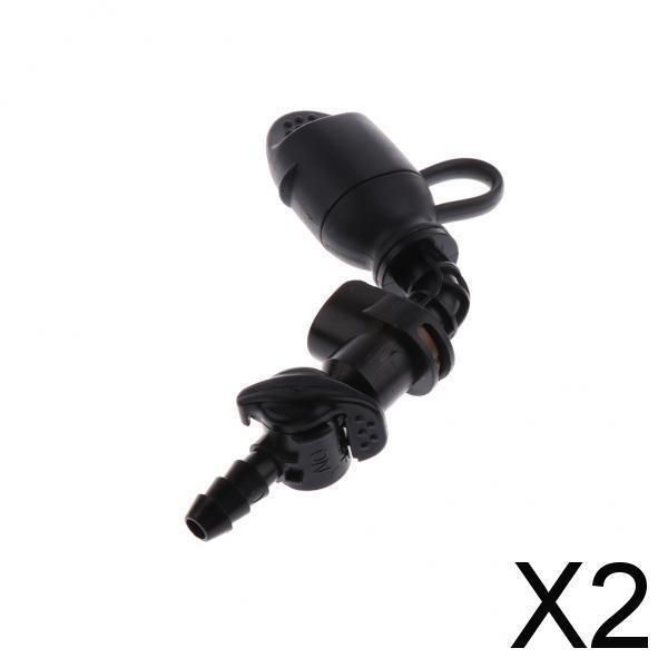 2xWater Bag Hydration Pack Bite Valve Nozzle Bladder Black 7.5x7cm 90 Degree