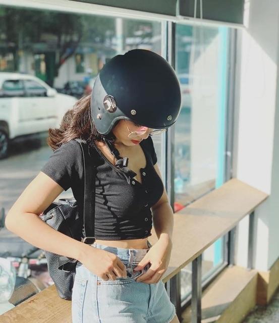 ÁO CROPTOP NÚT BẤM TAY NGẮN GÂN XỊN