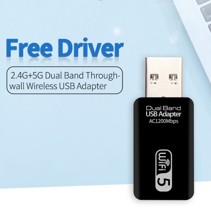 USB Nâng cấp WiFi 5G dễ dàng với USB 3.0, WIFI siêu tốc 1200Mbps, hai băng tần, có 5GHz cho máy bàn PC - Hàng nhập khẩu