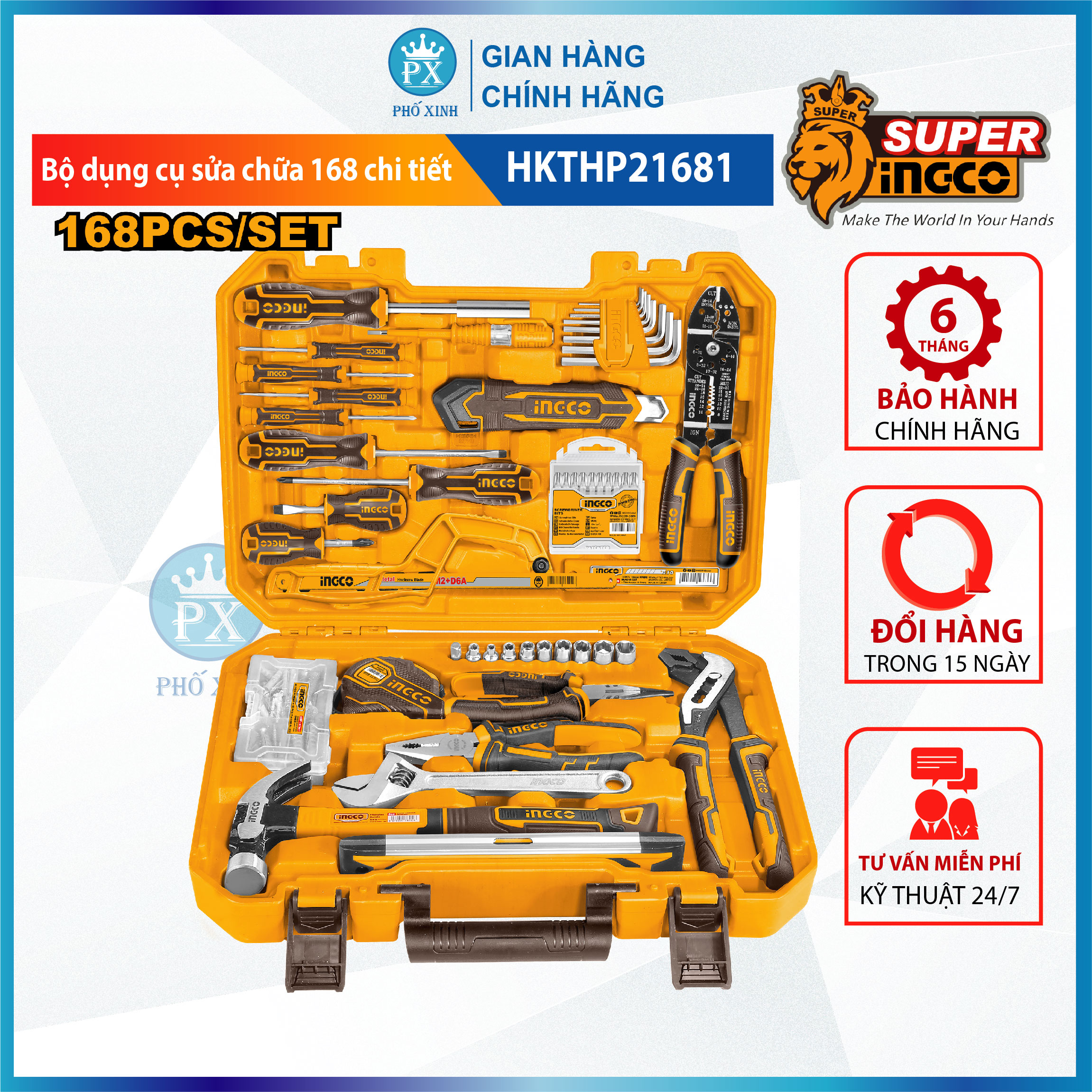 Bộ dụng cụ sửa chữa 168 chi tiết HKTHP21681