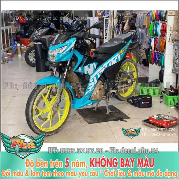 Tem rời Satria Movistar Xanh trắng  -1