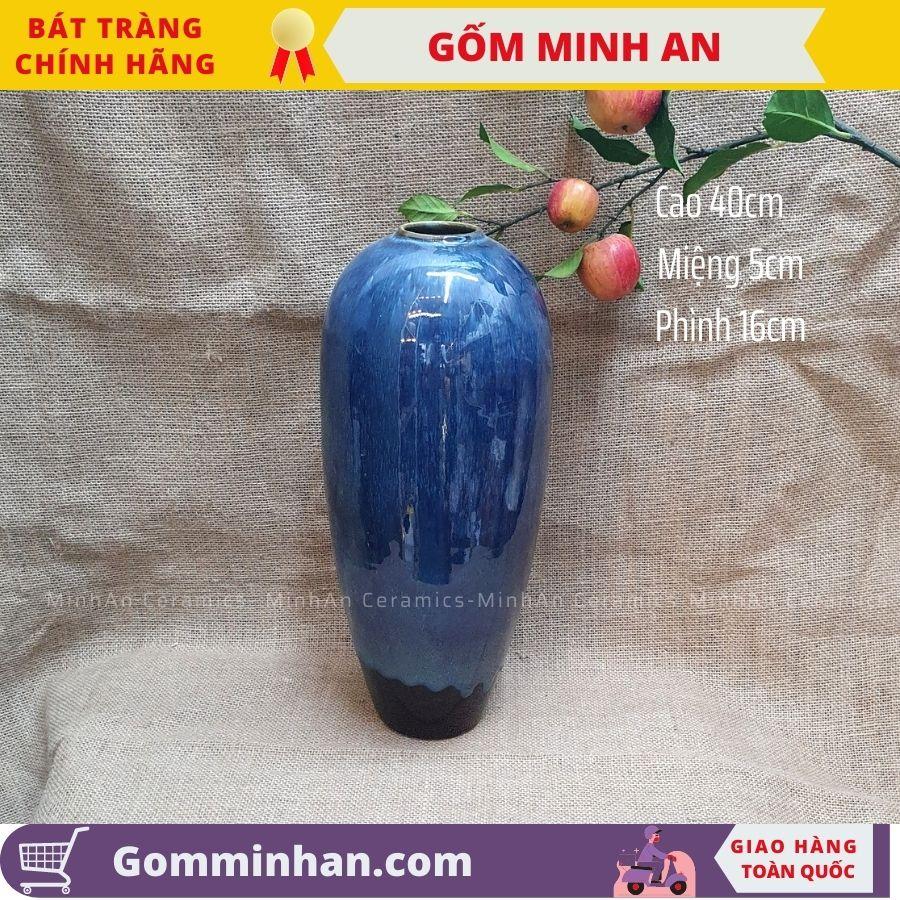 Bình Hoa Lọ Hoa Dáng Cao Men Ngọc Men Xanh- Gốm Sứ Bát Tràng- Gốm Minh An