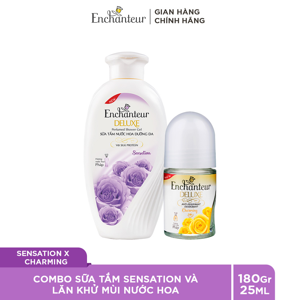 Combo hương nước hoa (Sữa tắm Sensation 180g + Lăn Deluxe Charming 25ml)