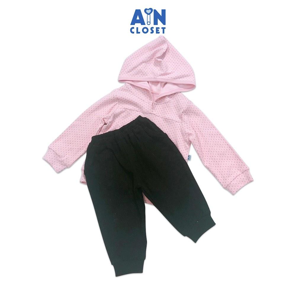 Bộ quần áo dài có nón bé gái họa tiết Bi nhí nền hồng thun gân - AICDBGHVXVR4 - AIN Closet