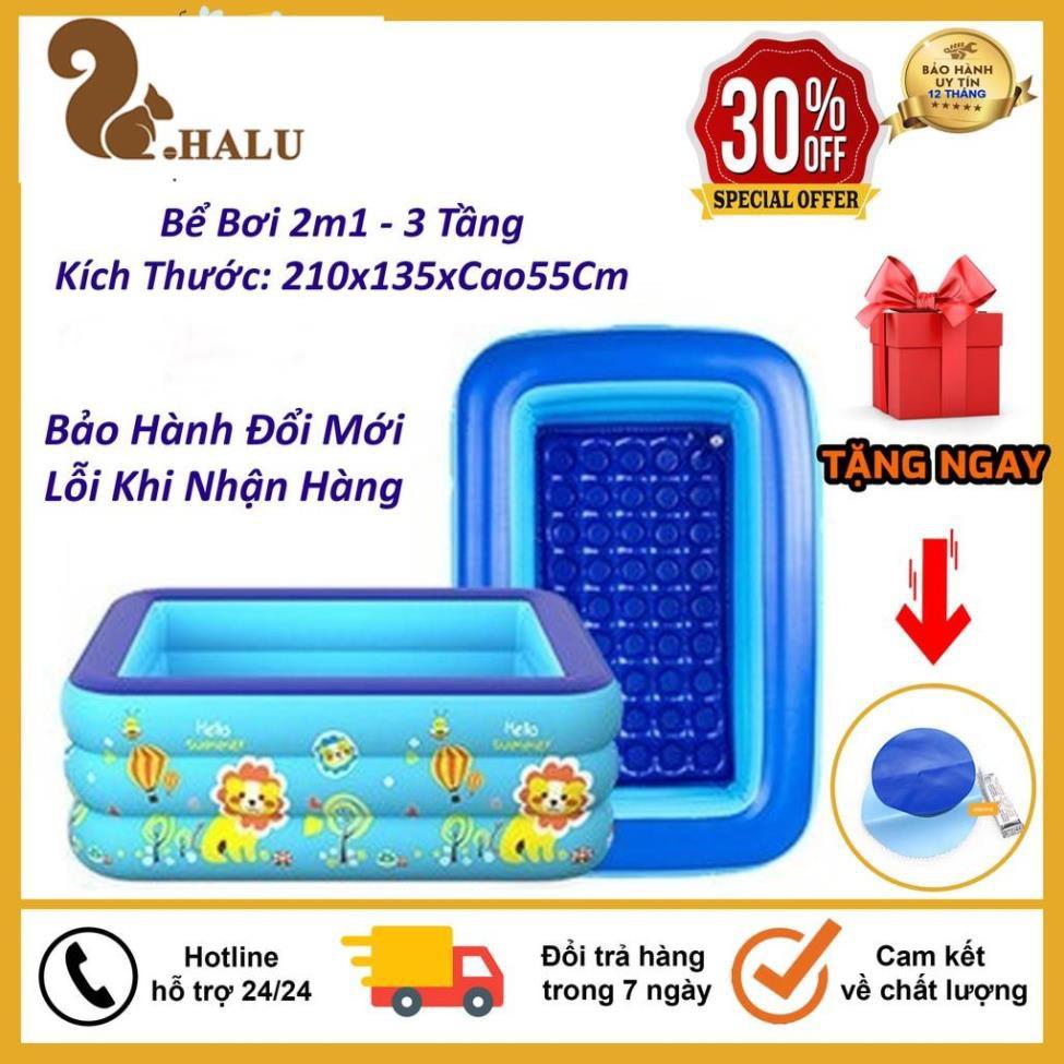 Bể Bơi Phao Kích Thước 2M1 ( 210x135xCao55Cm ) 3 Tầng Cho Bé, Hàng Loại 1 Có Đáy Chống Trượt, An Toàn Khi Sử Dụng