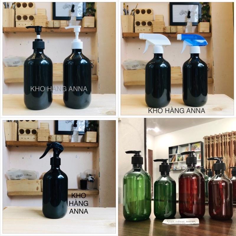 Bình Xịt tóc , Bình chai xịt tưới cây , chai nhấn xịt giọt vòi nhấn 500ml/ 300ml MÀU ĐEN , Màu Nâu , Màu xanh lá