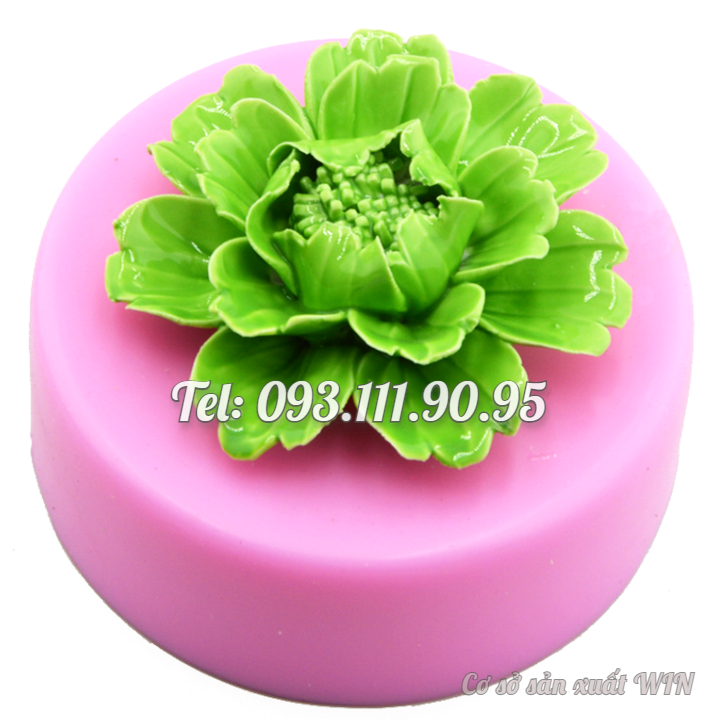 Khuôn rau câu silicon hoa mẫu đơn tầng - Loại 8 cm – Mã số 1827