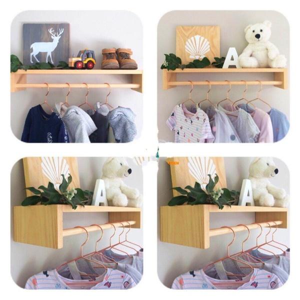 Set 3 Kệ gỗ treo tường Giá treo đa năng phòng tắm gỗ thông tư nhiên