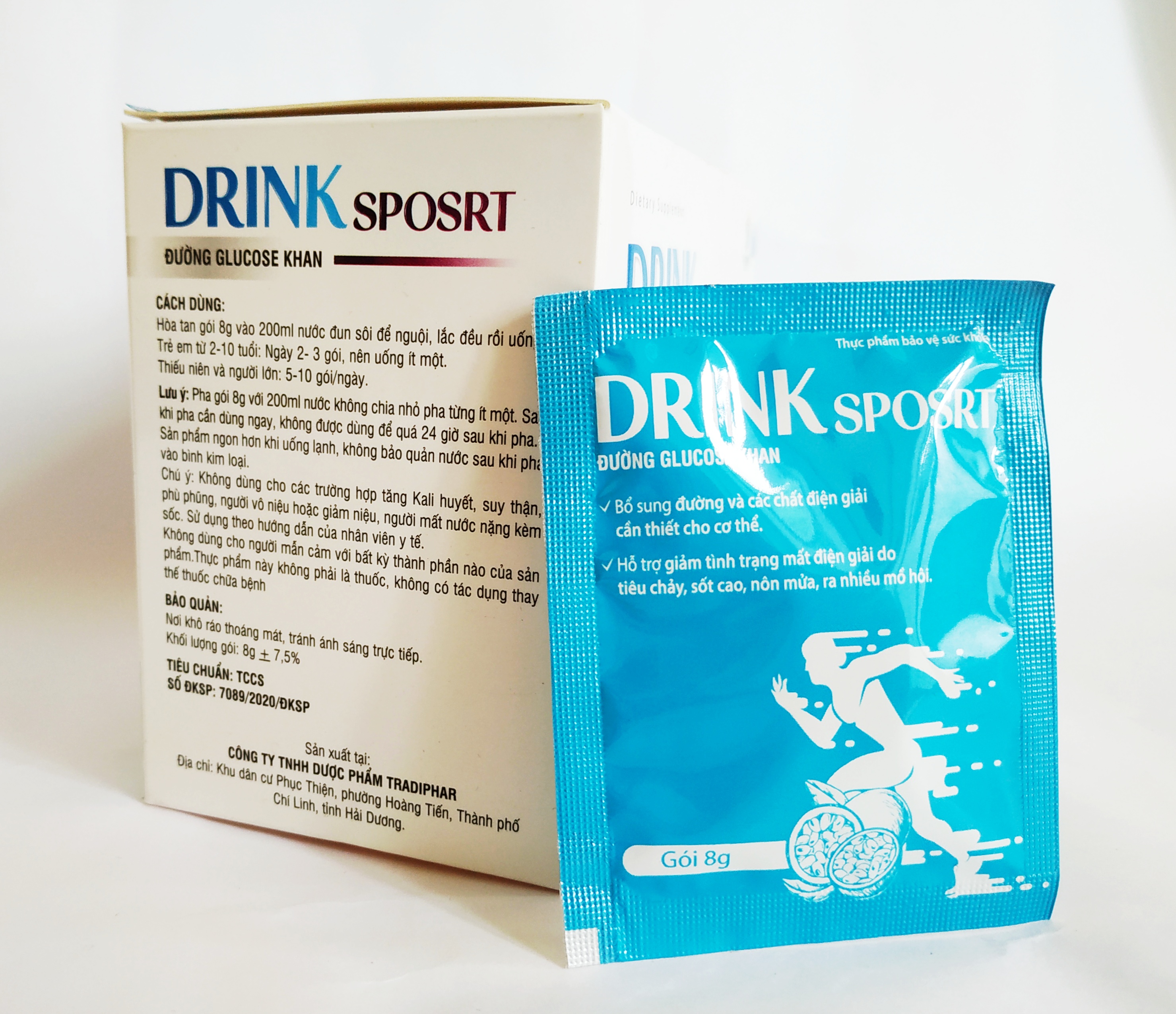 1 Hộp 25 Gói Bột Pha Nước Uống Và Bù Chất Điện Giải Oresol Drink Sports Vị Chanh Leo – 1 Gói 8Gam