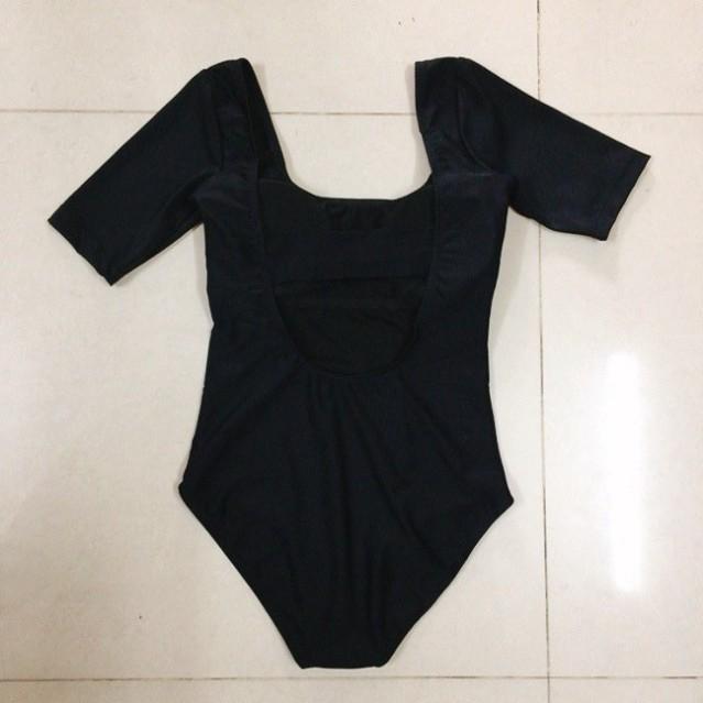 Set bikini liền thân tay ngắn khoét lưng DÂY NGANG