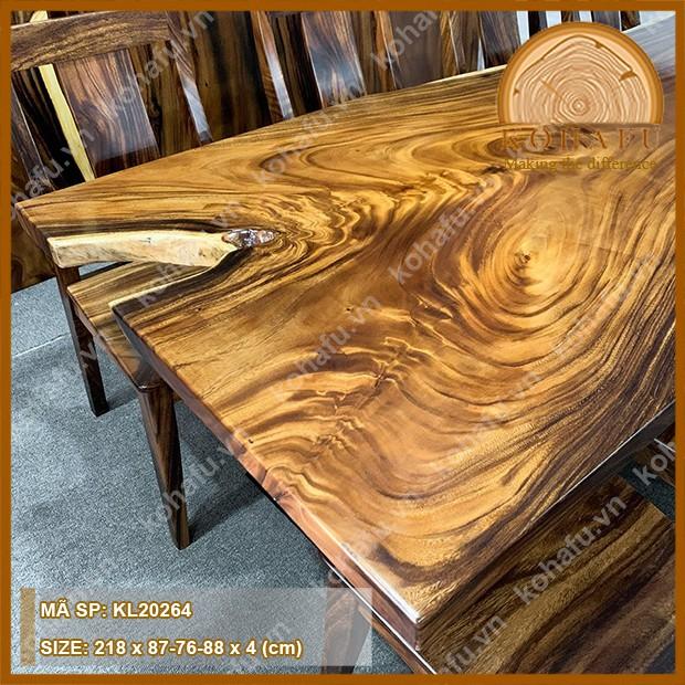 Mặt bàn uốn lượn tự nhiên, nguyên thủy hình dáng gỗ me tây nguyên tấm KL20264