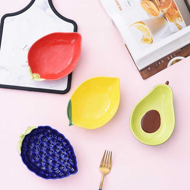 Đĩa sứ ăn dặm hình hoa quả 16cm
